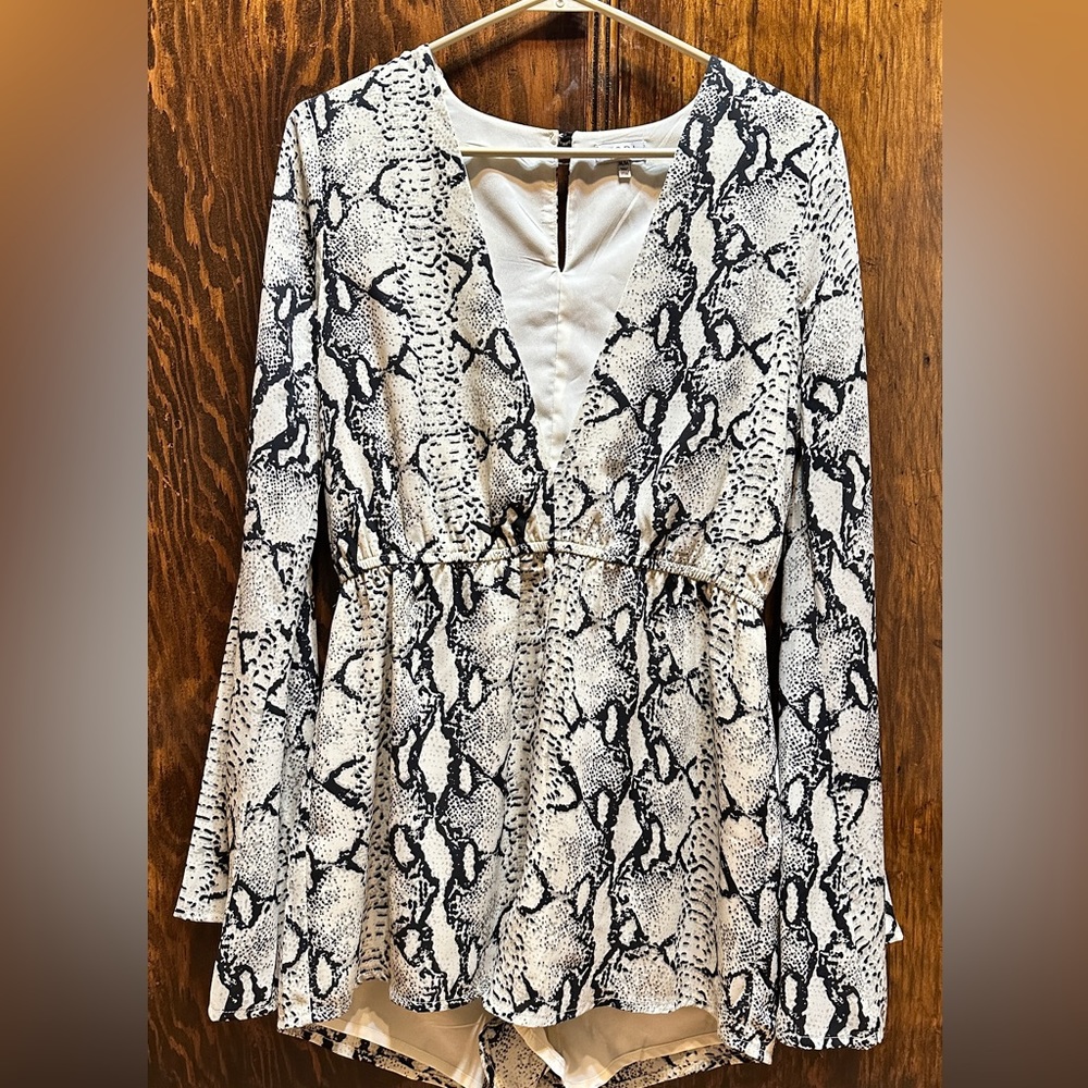 Tobi Snakeprint Plunge Romper